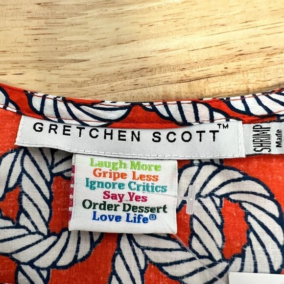 Gretchen Scott Tunic Top 3/4 Sleeve Orange/Multi Print Size Small New - Picture 8 of 9